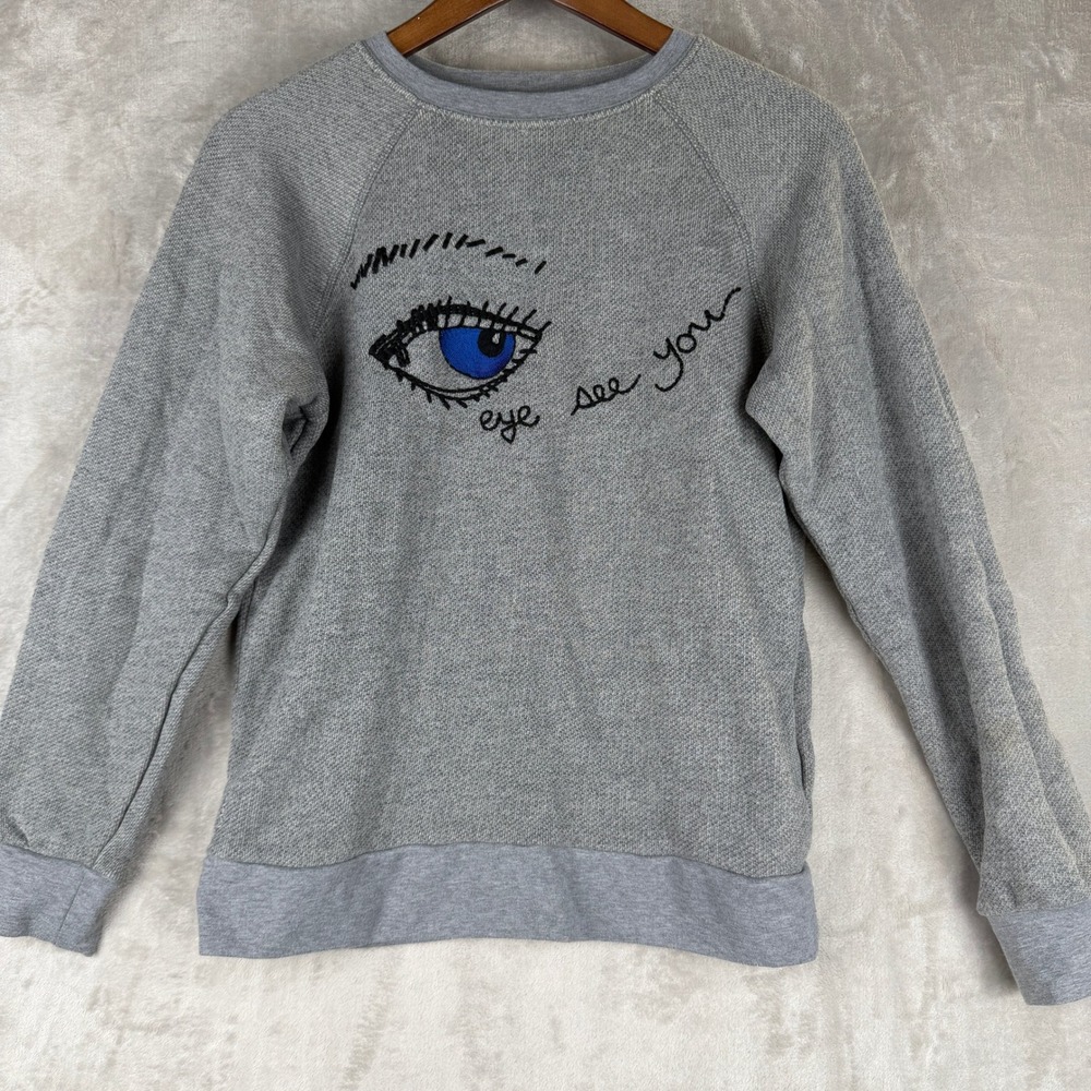 Ragdoll Los Angeles Gray Eye See‎ You Embroidered Raglan Sweatshirt Small